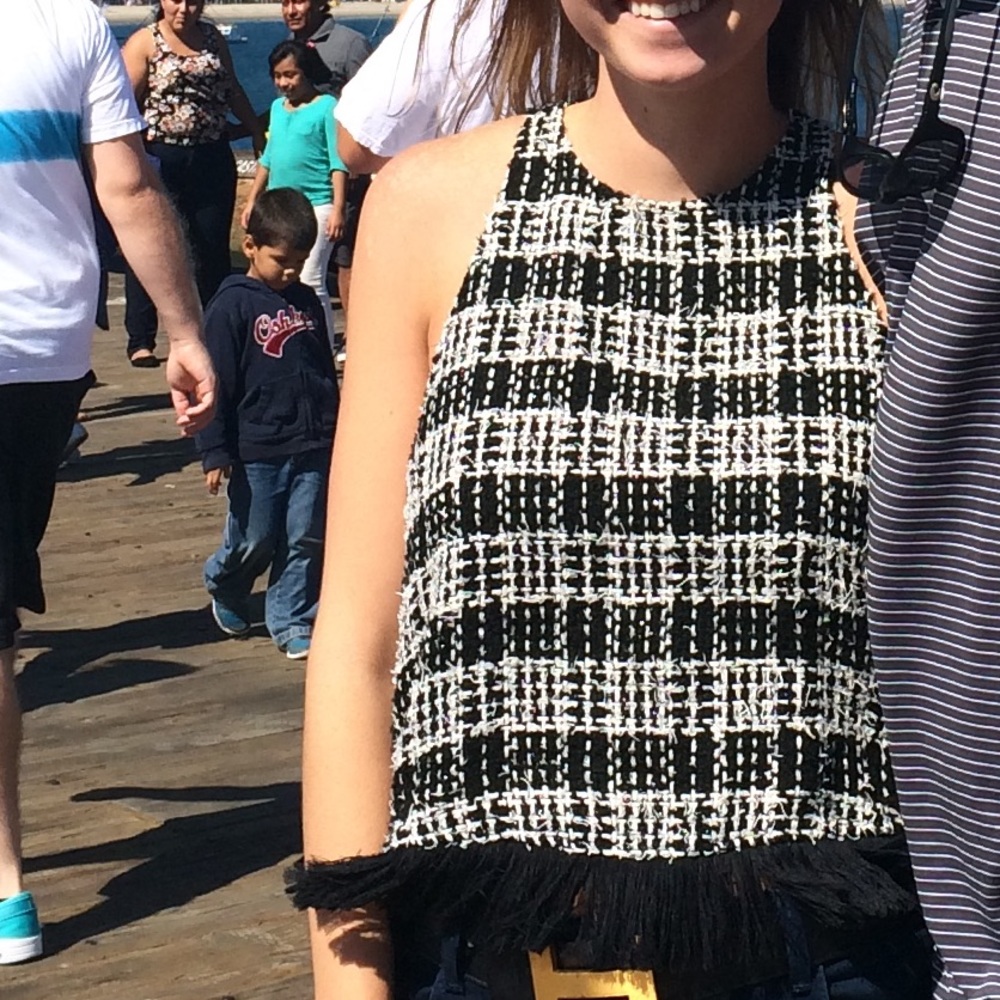 Black and white Tweed Zara top